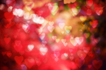 Valentine's day background. blurred bokeh with hearts bokeh style. copy space for adding your text or use for background