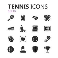 Simple modern set of tennis icons. Premium symbol collection. Vector illustration. Simple pictogram pack.