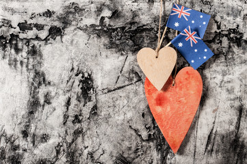 Wood heart and Australia flag