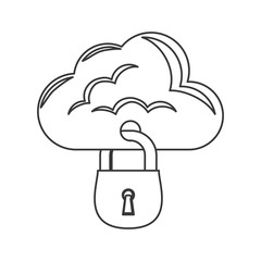cloud storage with padlock icon over white background. vector illustration