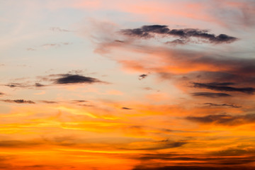 colorful dramatic sky with cloud at sunset