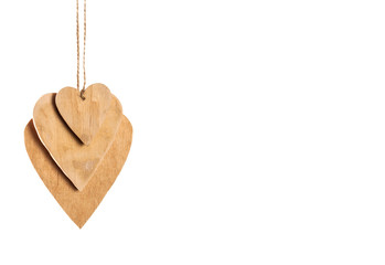 Wood hearts on isolated on white background