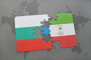 puzzle with the national flag of bulgaria and equatorial guinea on a world map
