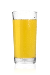 Delicious orange juice in glass isolated on white background