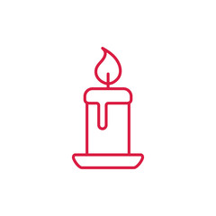 candle light burn wax red on white line icon