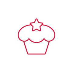cake cupcake sweet baked biscuit dessert red on white line icon