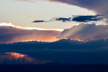 colorful dramatic sky with cloud at sunset