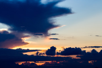 colorful dramatic sky with cloud at sunset