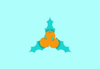 Vector flat mistletoe christmas symbol 