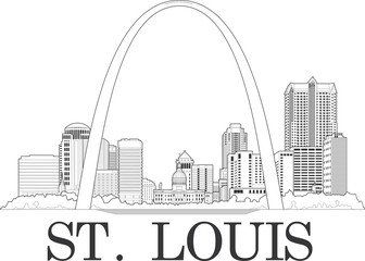 Downtown St. Louis Illustration - obrazy, fototapety, plakaty