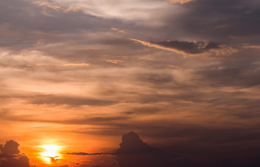 colorful dramatic sky with cloud at sunset