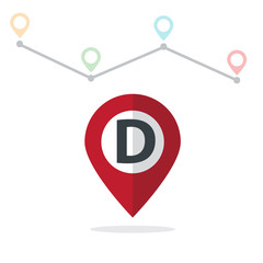 Initial Letter D With Pin Location Logo on Maps
