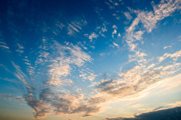 colorful dramatic sky with cloud at sunset