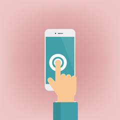 hand click icon. Click finger in the phone. Touch screen smartphone icon