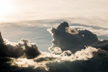 colorful dramatic sky with cloud at sunset
