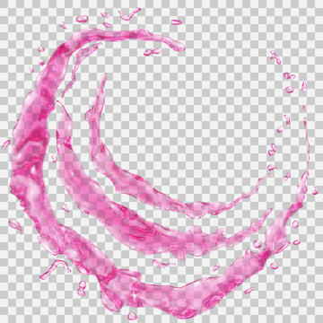 Water splashes in the form of a half ring and water drops. Transparency only in vector file