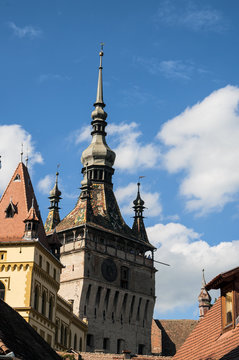 Clock tower of Sighisoara Saxon, Transylvania, Romania