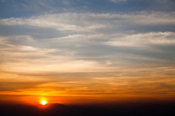 colorful dramatic sky with cloud at sunset