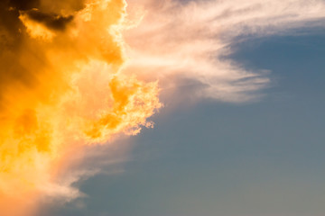 colorful dramatic sky with cloud at sunset