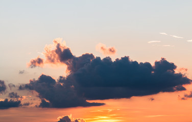 colorful dramatic sky with cloud at sunset