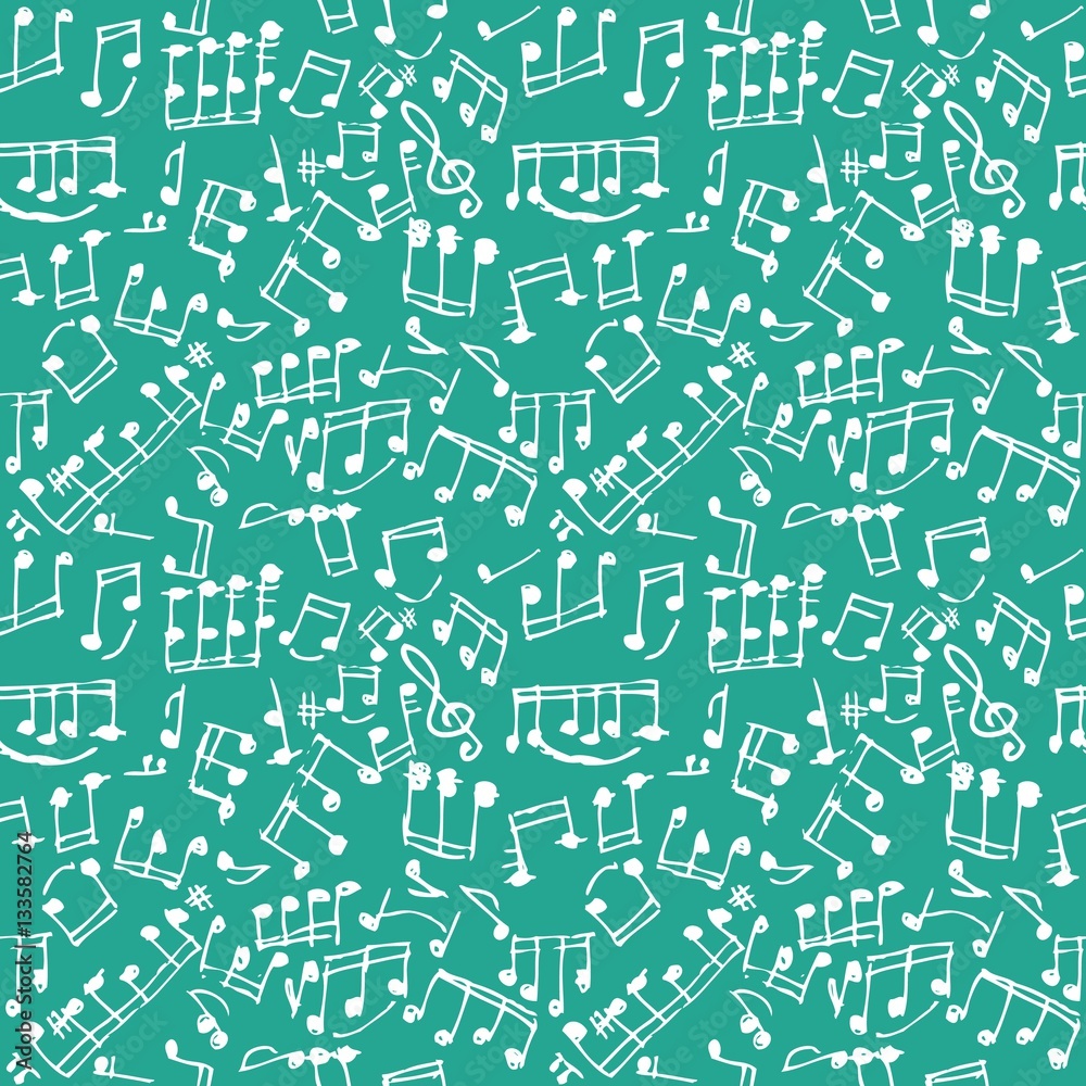 Wall mural seamless musical notes pattern. seamless doodle composition pattern. seamfree vector musical notes b