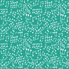 Seamless musical notes pattern.  Seamless doodle composition pattern. Seamfree vector musical notes background. 