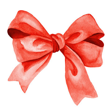 Watercolor of red and pink ribbon bow Royalty Free Vector