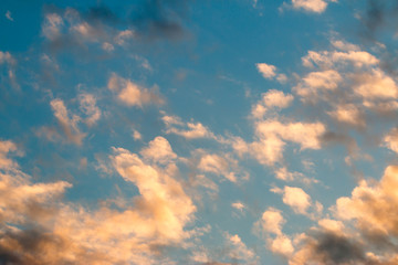 colorful dramatic sky with cloud at sunset