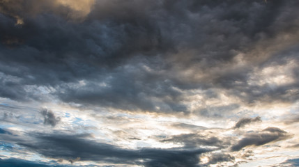 colorful dramatic sky with cloud at sunset