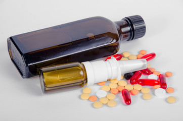 Medicine pills on a white background