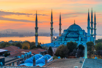 Plakat The Blue Mosque, (Sultanahmet Camii), Istanbul, Turkey.