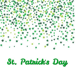 Vector Illustration of a St. Patrick's Day text with clover green leaves isolated on a white