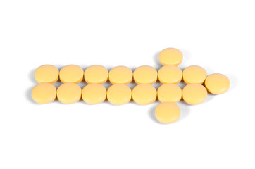 Medicine pills on a white background