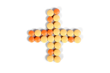 Medicine pills on a white background