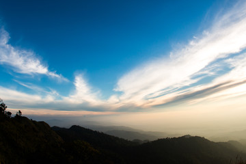 colorful dramatic sky with cloud at sunset