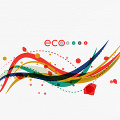 Wave lines, floral abstract background