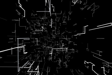 abstract background with geometric pattern, futuristic perspective black and white