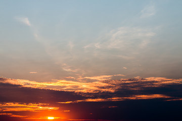colorful dramatic sky with cloud at sunset