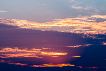 colorful dramatic sky with cloud at sunset