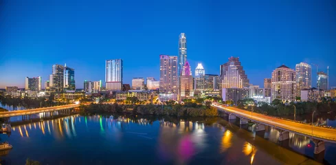 Schilderijen op glas Skyline van de binnenstad van Austin, Texas © f11photo