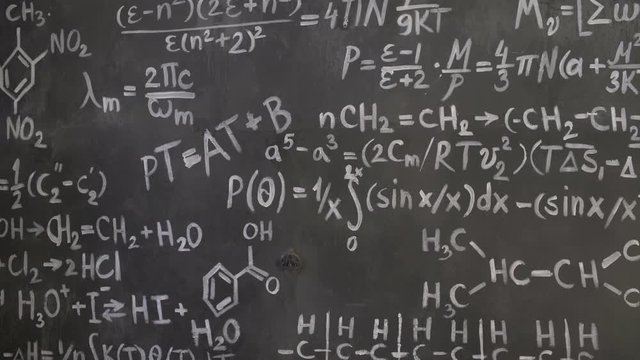 Chemical and mathematical equations wall room background
