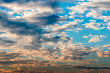 colorful dramatic sky with cloud at sunset