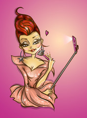 Make-up artist recording herself putting on a face of makeup for