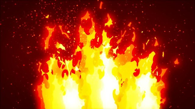 Abstract CGI motion graphics with cartoon fire