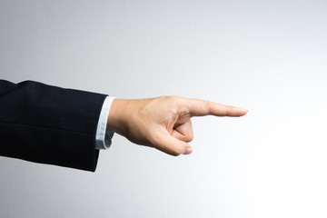 Businessman aggressive pointing index finger