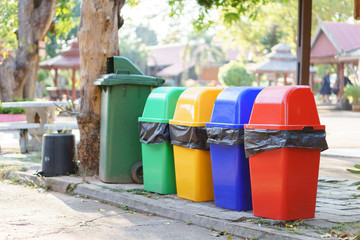 Fototapeta na wymiar Colorful Recycle Bins