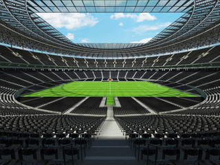 Beautiful modern round football -  soccer stadium with black seats for hundred thousand spectators