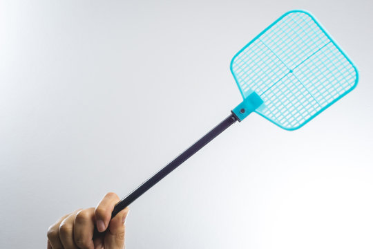 hand holding fly or insect swatter