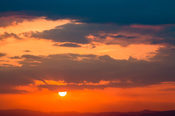 colorful dramatic sky with cloud at sunset