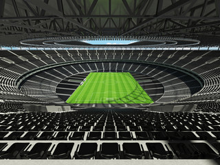 Fototapeta na wymiar Beautiful modern round football - soccer stadium with black seats for hundred thousand spectators